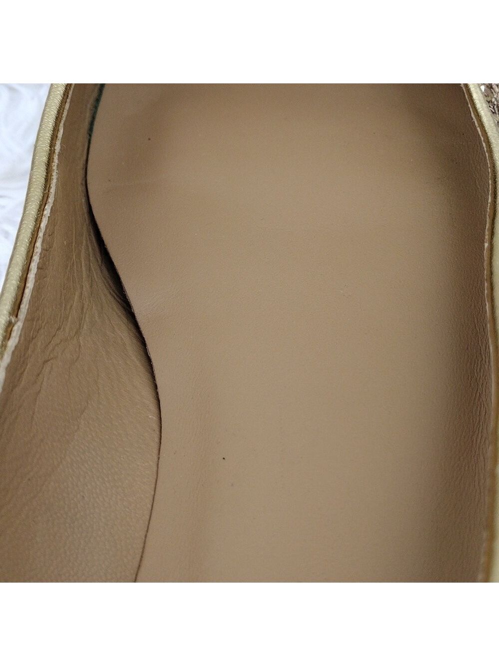 Talbots Gold Glitter Metallic Closed Almond Toe Slip On Leather Lined Flat Shoe - Picture 15 of 16